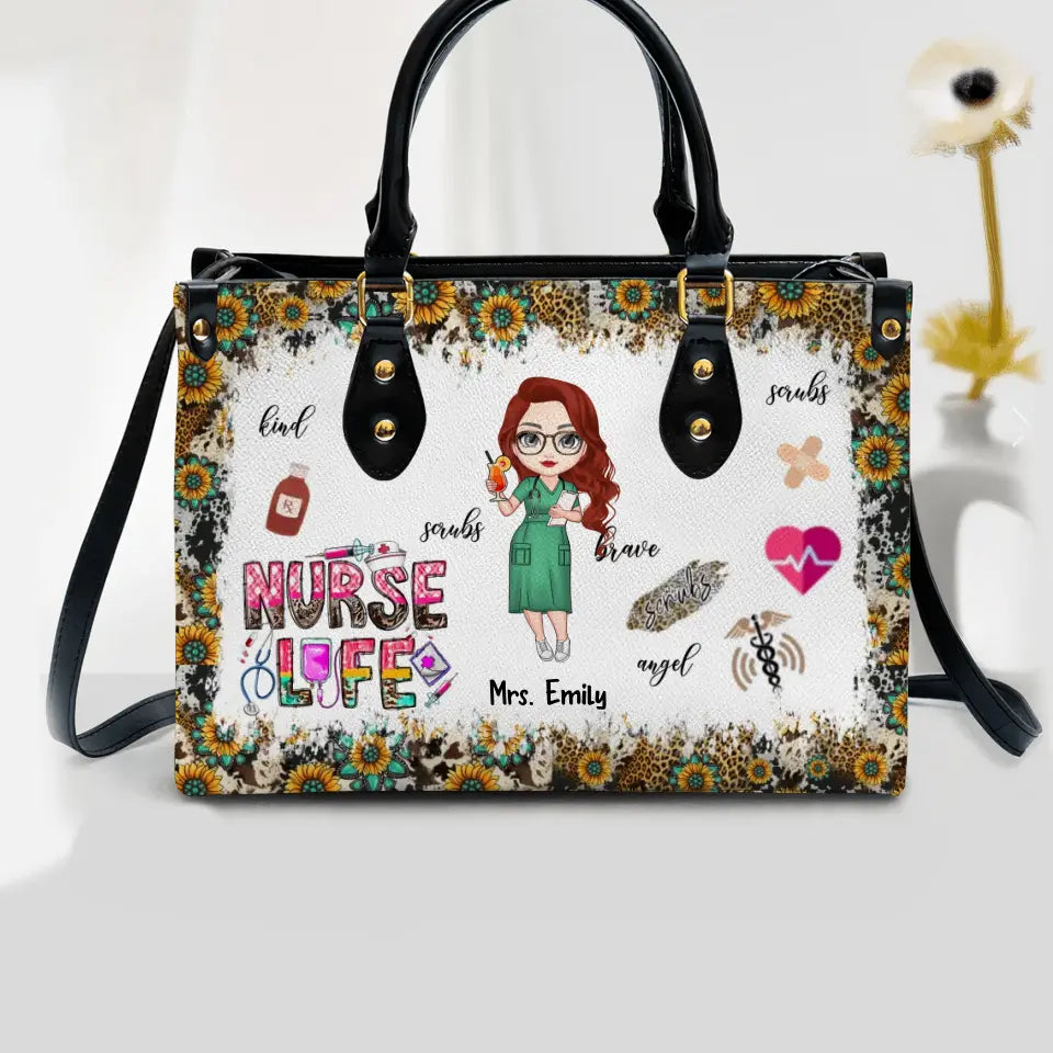 Personalized Nurse Life Gift For Nurse Leather Bag Printed HTHBQT1606