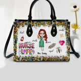 Personalized Nurse Life Gift For Nurse Leather Bag Printed HTHBQT1606