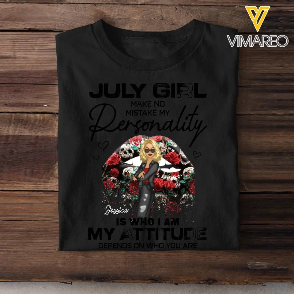 Personalized July Girl Make No Mistake Personality Glitter Sexy Lips Cool Girl Gift For July Girl