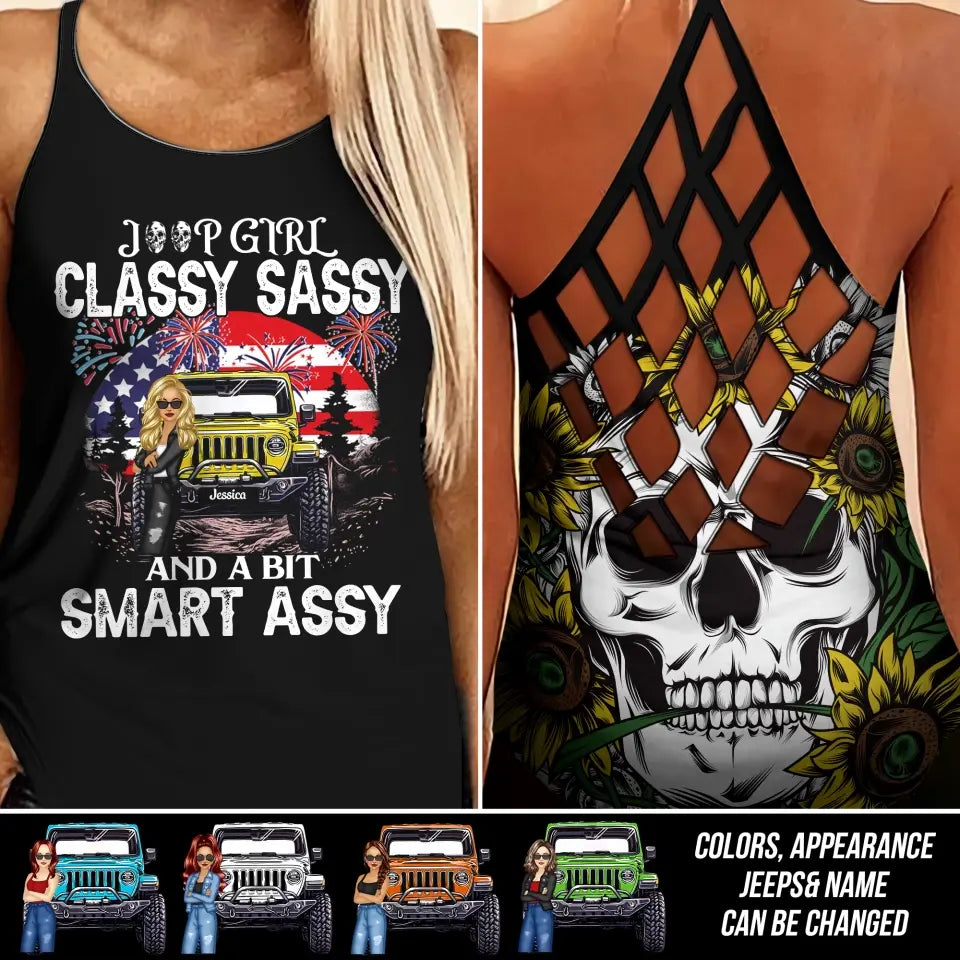 Personalized Jeep Girl Classy Sassy And A Bit Smart Assy America Flag Criss Cross Tank HTHDT 210623