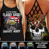 Personalized Jeep Girl Classy Sassy And A Bit Smart Assy America Flag Criss Cross Tank HTHDT 210623