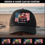 Personalized Girl Love Dog & Jeep Flag Peaked Cap 23JUN-KH22