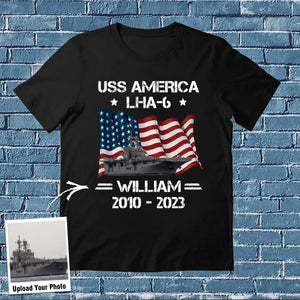 Personalized Upload Photo US Navy Ships With Name And Served Time T-Shirt Printed QTPN2406