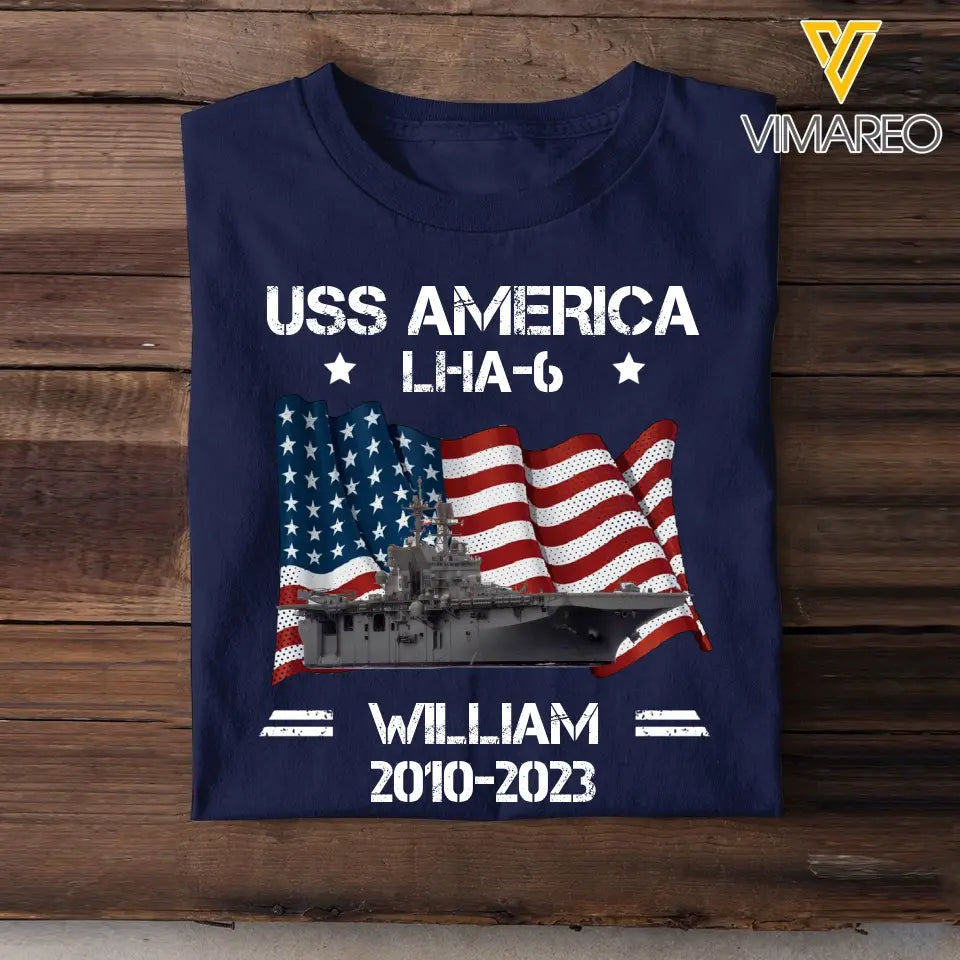 Personalized Upload Photo US Navy Ships With Name And Served Time T-Shirt Printed QTPN2406