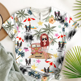 Personalzied Beach Girl & Dogs Gift For Dog Lover Tshirt Printed 23JUN-PN22