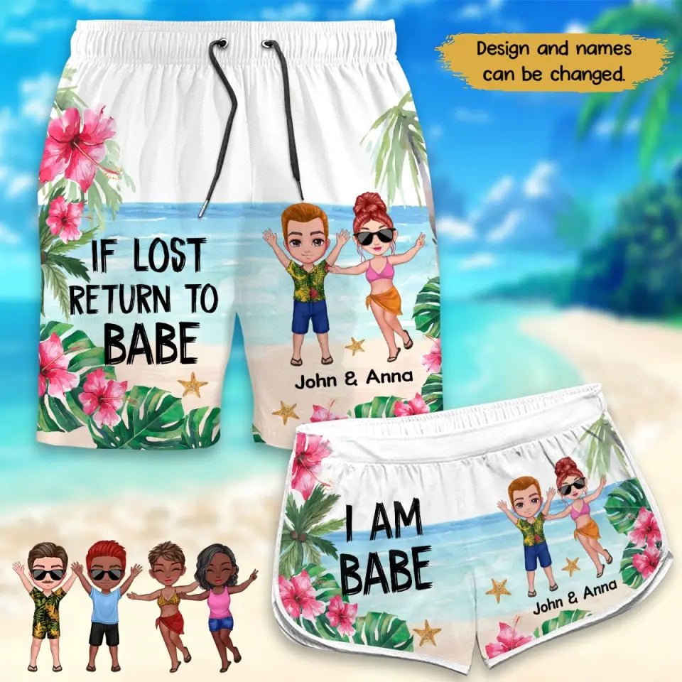 PERSONALIZED If Lost Return To Babe Watercolor Hawaii Beach Short QTPN2706