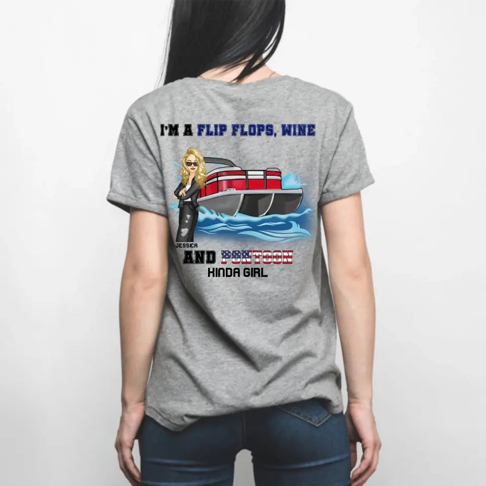 Personalized I'm A Flip Flops Wine And Pontoon Kinda Girl T-shirt Printed MTHN2006