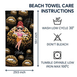 Personalized Girl On Beach Lips Colorful Beach Towel Printed PNDT3006