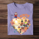 Personalized Auntie Heart with Kid Name T-shirt Printed MTHN0307