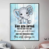 Personalized Elephant Birth Stats You Are Loved Canvas Printed QTHQ0607