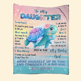 Personalized To My Daughter Sometimes It's Hard To Find Words To Tell Me You To My Daughter Turtle Blanket Custom Gifts For Daughter Customized Name Blanket Printed DTPN0607