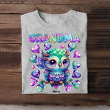 Personalized Owl Grandma Hearts with Kid Name T-shirt Printed 23JUL-PN04