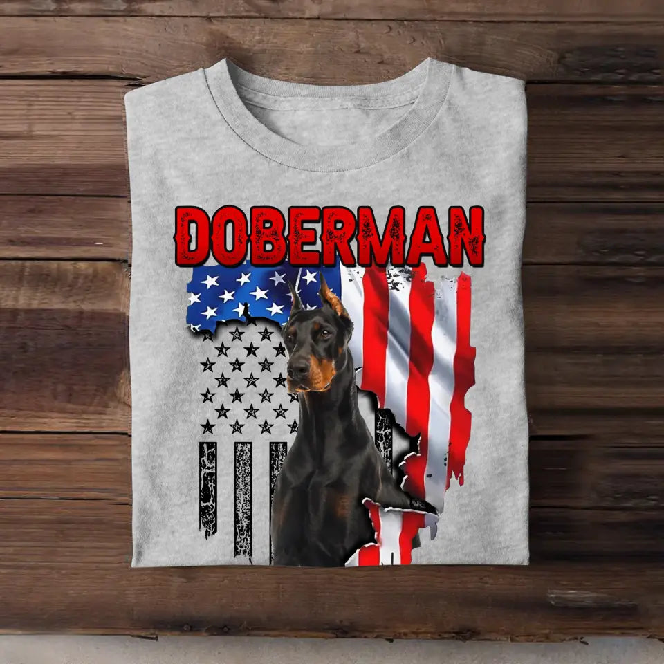 Personalized Upload Your Doberman Photo Dog Lovers Gift T-Shirt Printed QTDT0607