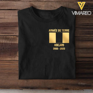 Personalized French Soldier/Veteran Name & Flag T-shirt Printed 23JUL-HQ03