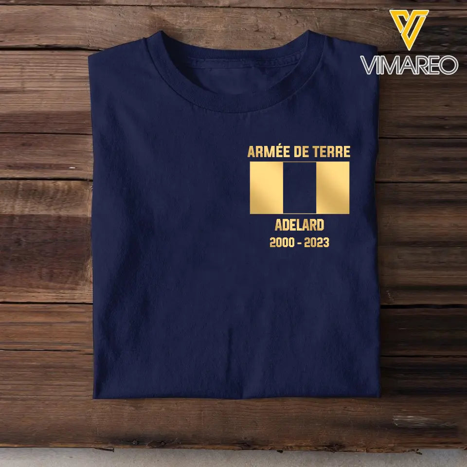 Personalized French Soldier/Veteran Name & Flag T-shirt Printed 23JUL-HQ03