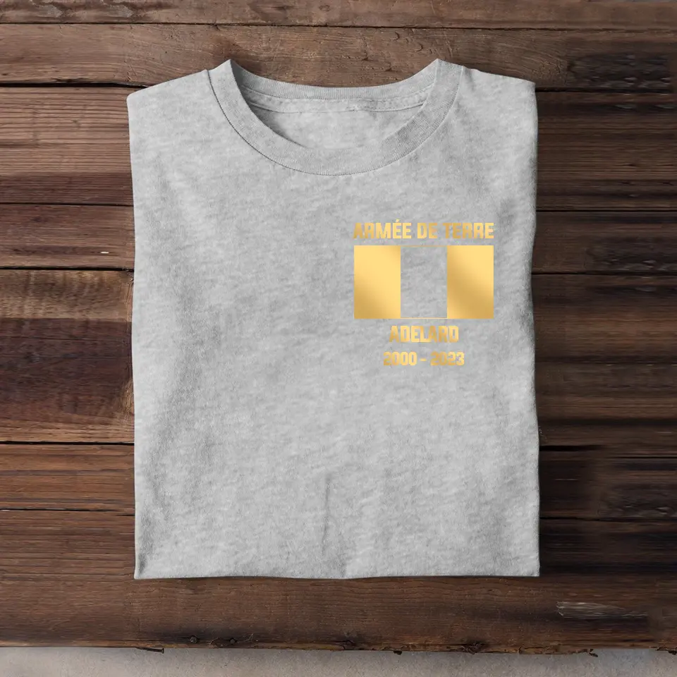 Personalized French Soldier/Veteran Name & Flag T-shirt Printed 23JUL-HQ03