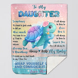Personalized To My Daughter Sometimes It's Hard To Find Words To Tell Me You To My Daughter Turtle Blanket Custom Gifts For Daughter Customized Name Blanket Printed DTPN0607