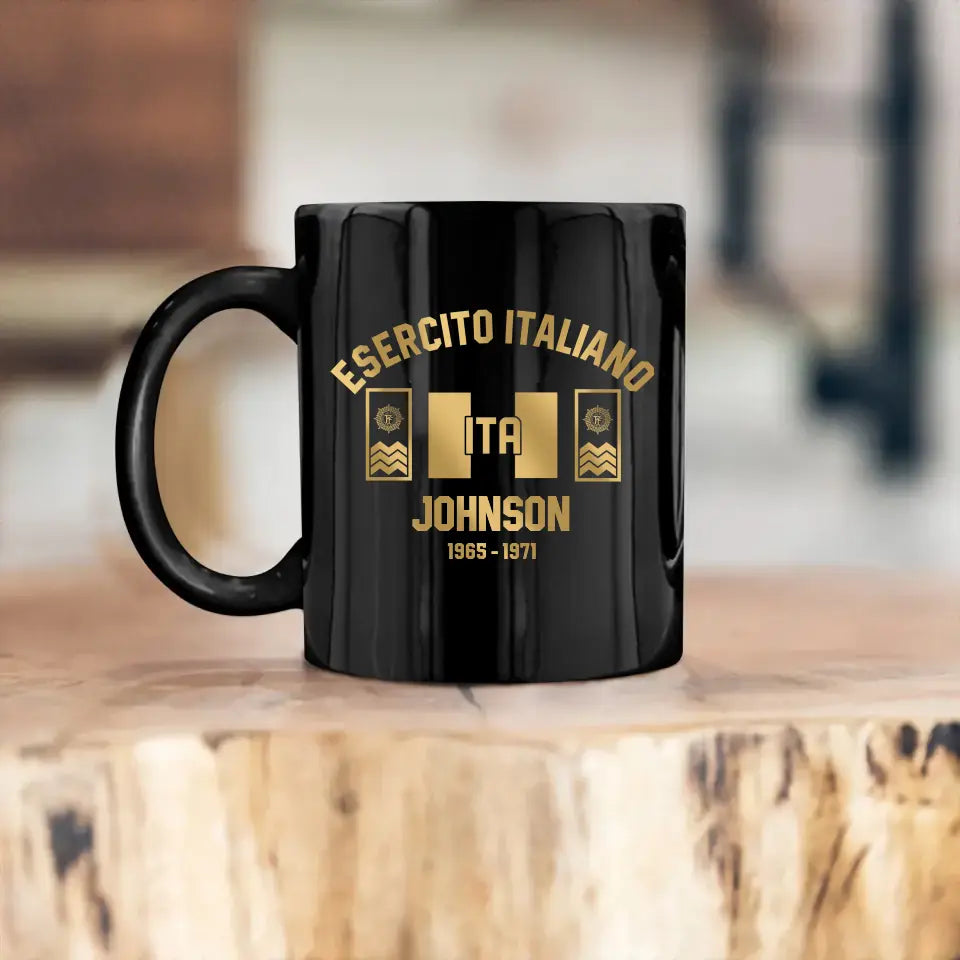 Personalized Italy Veteran/Soldier Rank Camo & Flag Black Mug Printed 23JUL-DT04
