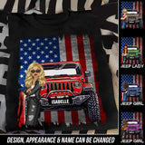 Personalized Jeep Girl Flag T-shirt Printed QTDT1007