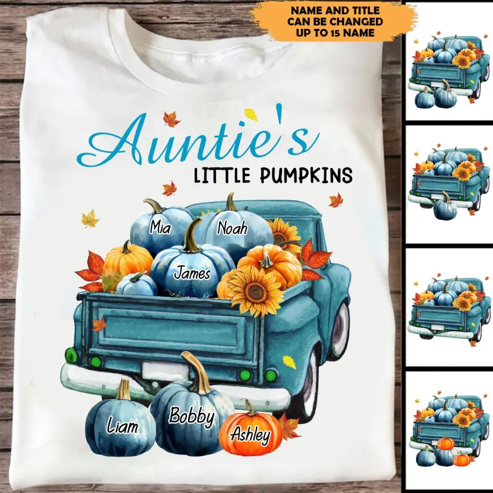 Personalized Fall Season Auntie's Little Pumpkins Car With Kid Names T-shirt Printed 23JUL-KVH10