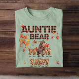 Personalized Auntie Bear with Kid Names Fall Season Maple Leaves T-Shirt Printed 23JUL-HN10