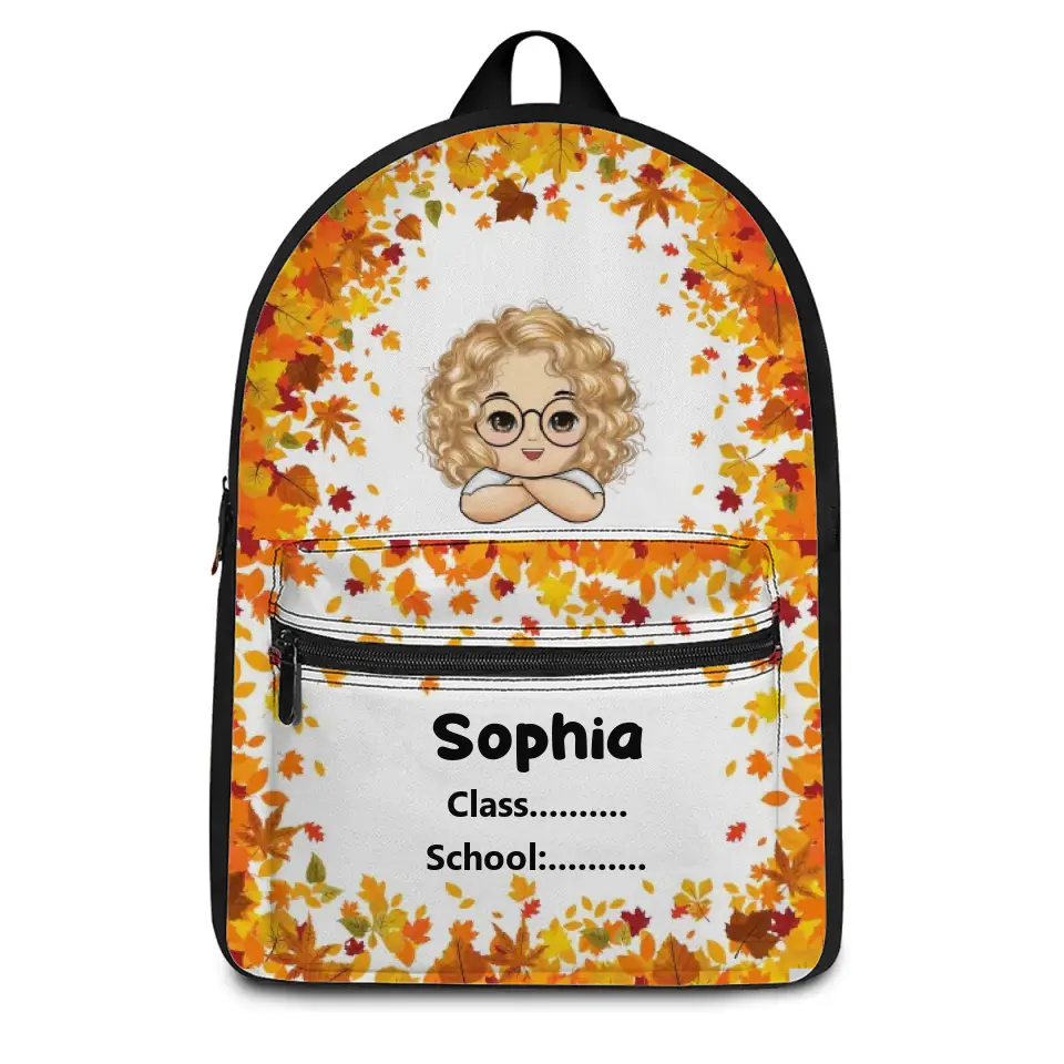 Personalized Fall Season Kid Name School Name Kid's Backpack Printed PNPN1107
