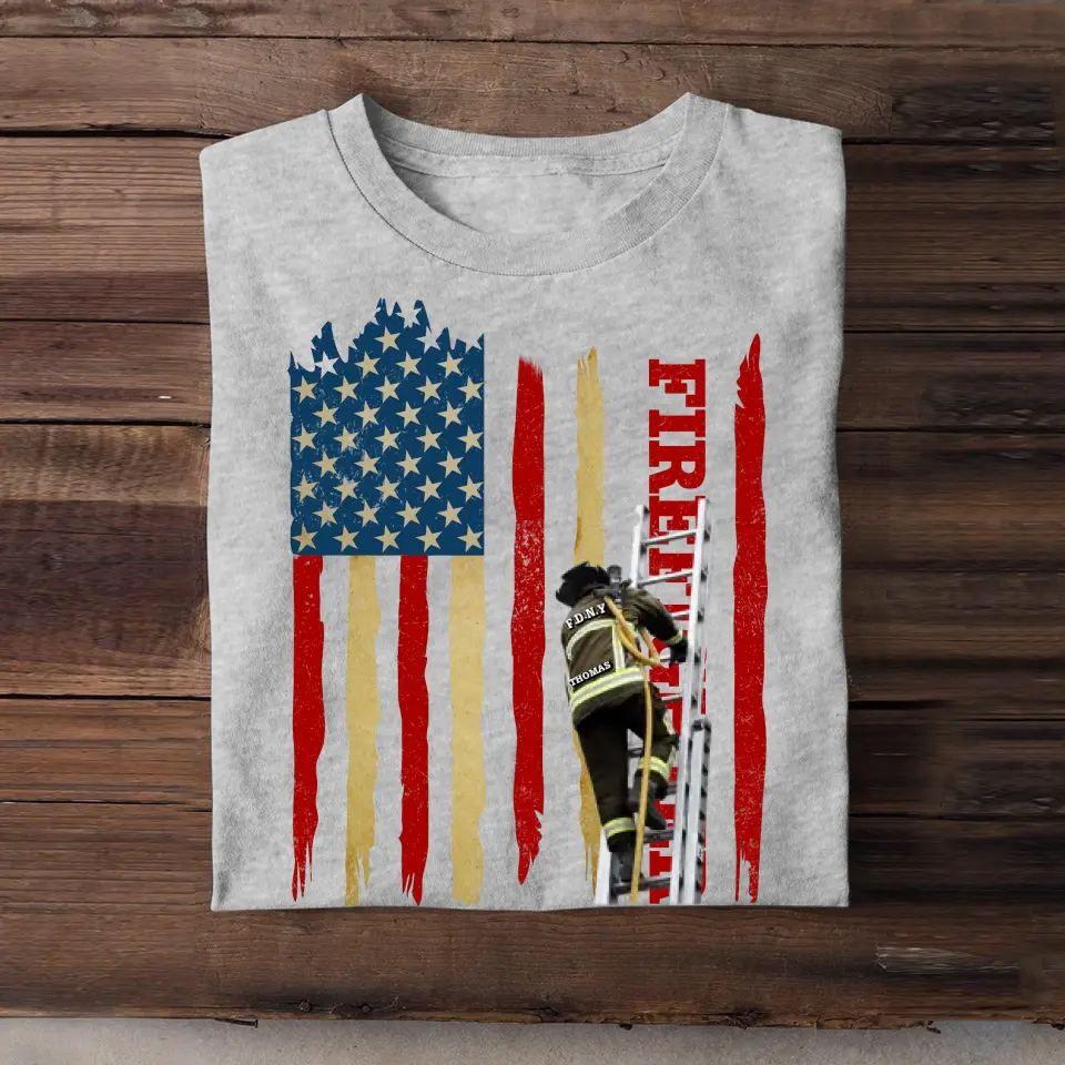 Personalized Firefighter Flag Colorful T-Shirt Printed QTPVD1207