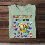 Personalized Auntie's Sweethearts Turtles with Kid Names T-Shirt Printed 23JUL-PTN12