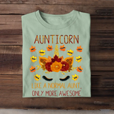 Personalized Fall Season Aunticorn Like A Normal Aunt Only More Awesome Kid NameT-Shirt Printed 23JUL-KVH13