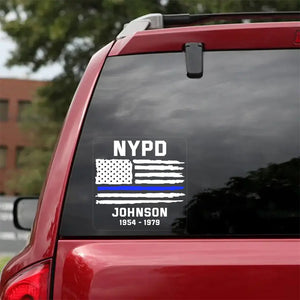 Personalized Blue Thin Line Law Enforcement Department Car Decal Printed 23JUL-PN19