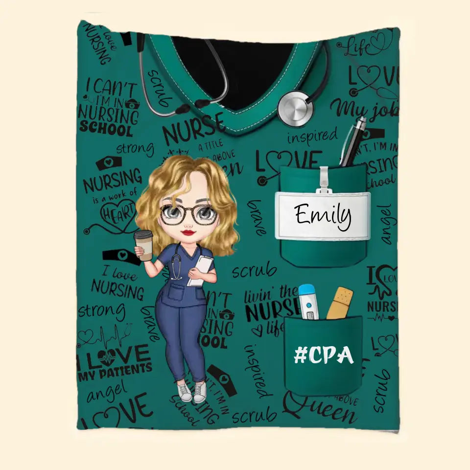Personalized I Love Nursing Gift For Nurse Fleece or Sherpa Blanket Printed HTHKVH2007