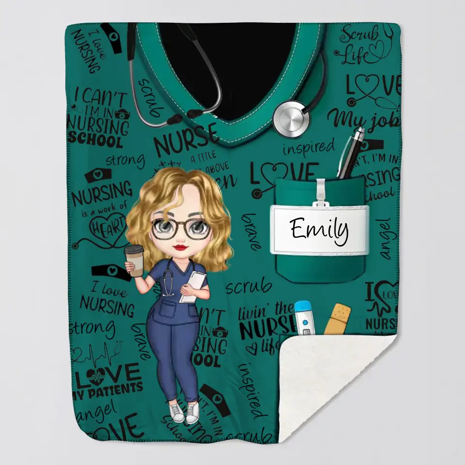 Personalized I Love Nursing Gift For Nurse Fleece or Sherpa Blanket Printed HTHKVH2007