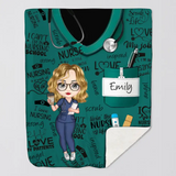 Personalized I Love Nursing Gift For Nurse Fleece or Sherpa Blanket Printed HTHKVH2007