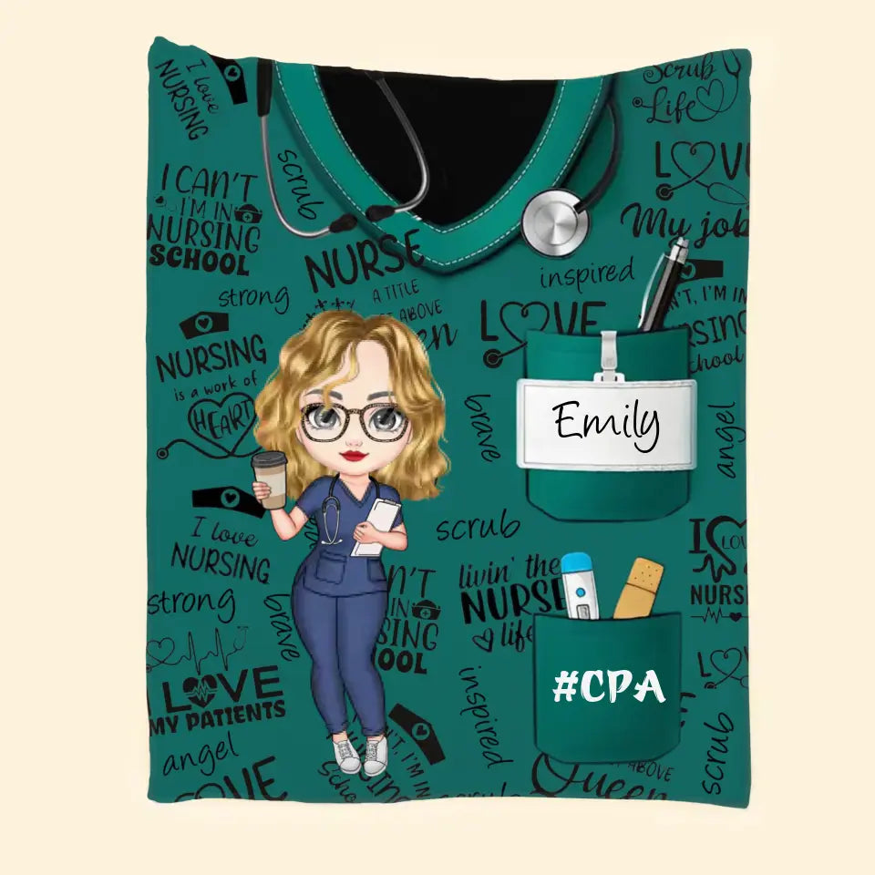 Personalized I Love Nursing Gift For Nurse Fleece or Sherpa Blanket Printed HTHKVH2007