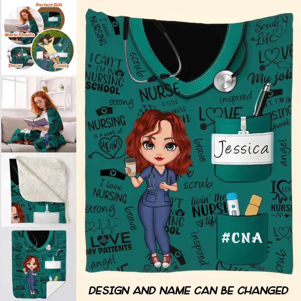 Personalized I Love Nursing Gift For Nurse Fleece or Sherpa Blanket Printed HTHKVH2007