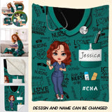 Personalized I Love Nursing Gift For Nurse Fleece or Sherpa Blanket Printed HTHKVH2007