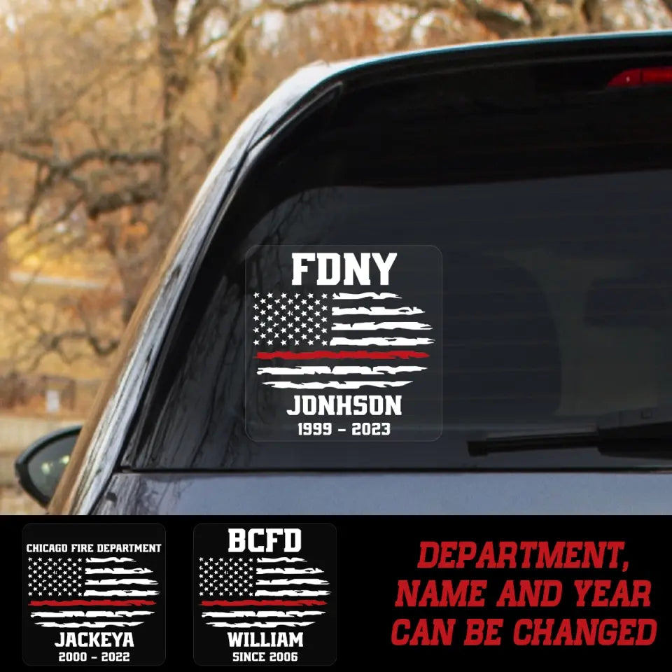 Personalized US Flag Firefighter Car Decal Printed 23JUL-DNL20