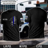 Personalized US Thin Blue Line Tshirt 3D Printed QTPVD2107