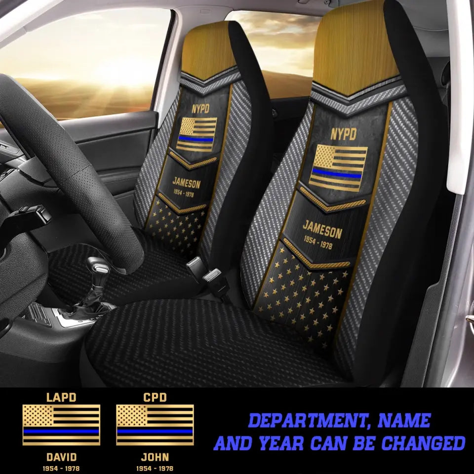 Personalized US Flag Police Car Seat Covers Pritned 23JUL-PN21