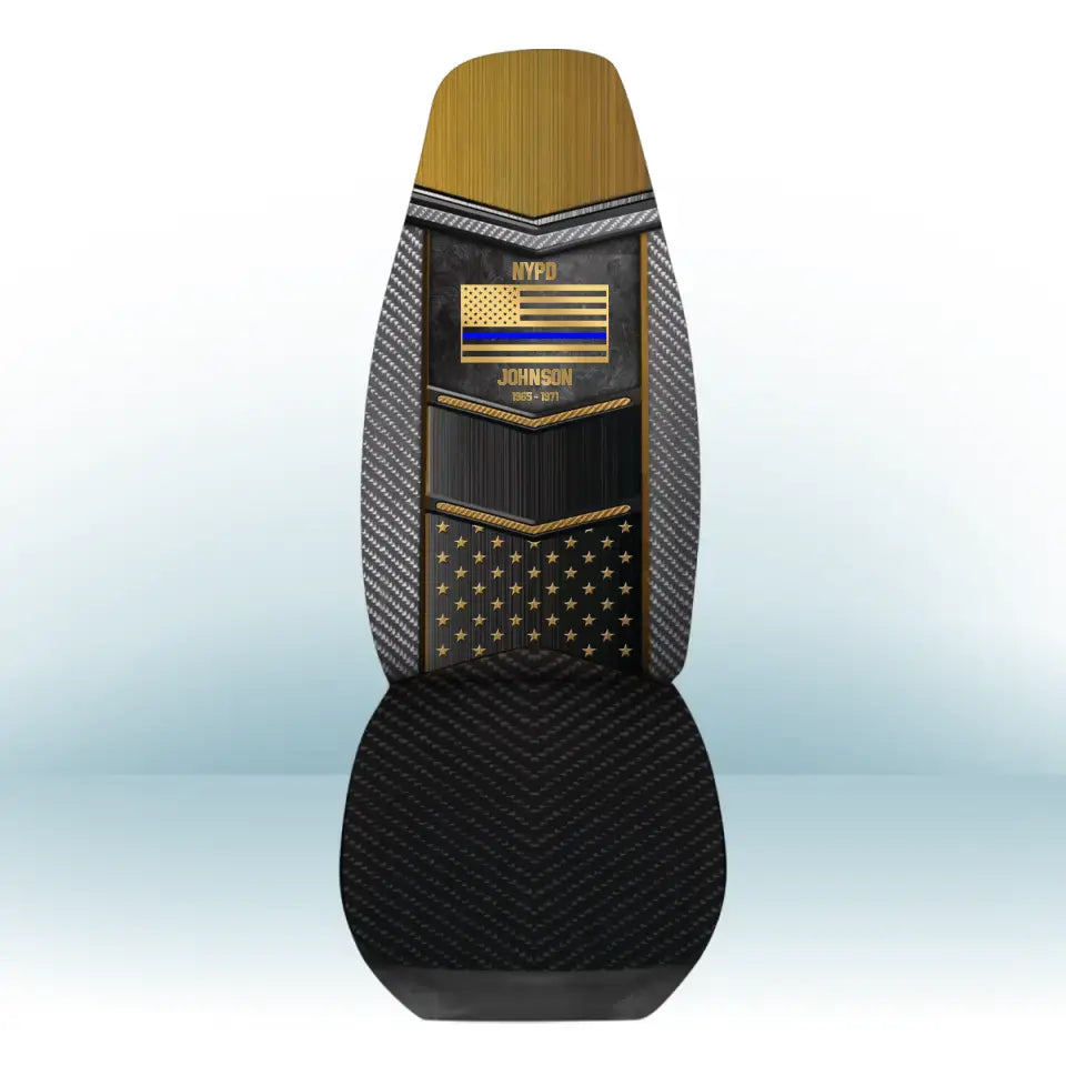 Personalized US Flag Police Car Seat Covers Pritned 23JUL-PN21