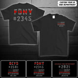 Personalized US Flag Firefighter Department & Name T-shirt Printed 23JUL-DNL21