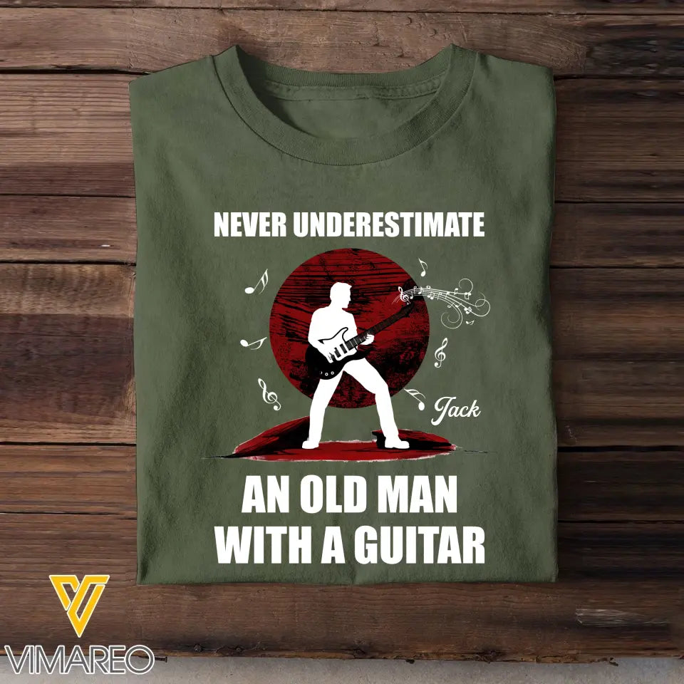Personalized Never Underestimate An Old Man With A Guitar T-shirt Printed MTDNL2007