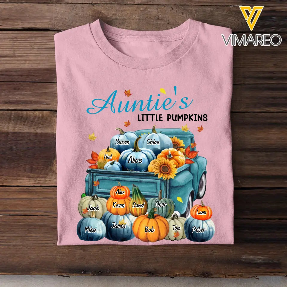 Personalized Fall Season Auntie's Little Pumpkins Car With Kid Names T-shirt Printed 23JUL-KVH10