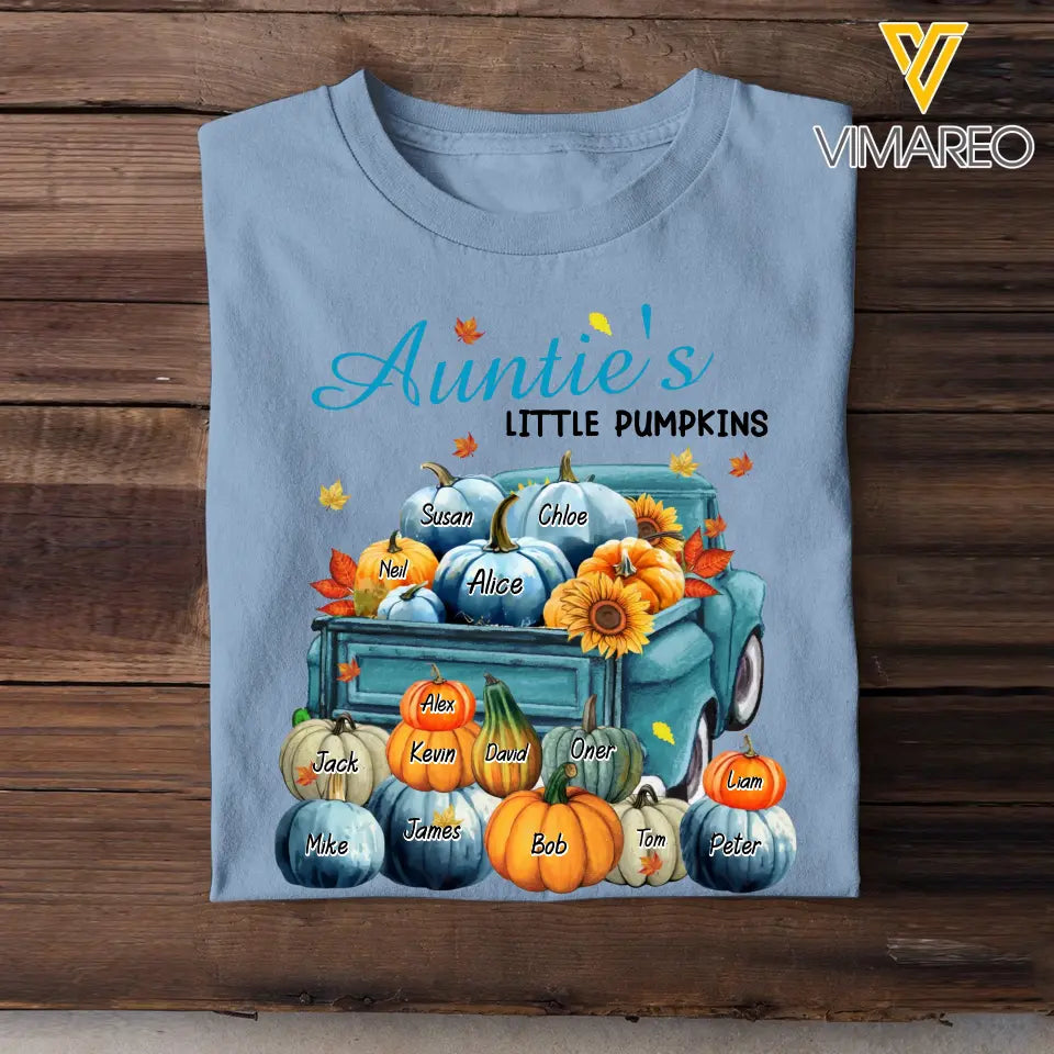 Personalized Fall Season Auntie's Little Pumpkins Car With Kid Names T-shirt Printed 23JUL-KVH10