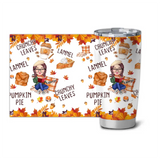 Personalized Fall Season Pumpkin Crunchy Leaves Pumpkin Pie Girl Book Tumbler Printed HTHHN2107