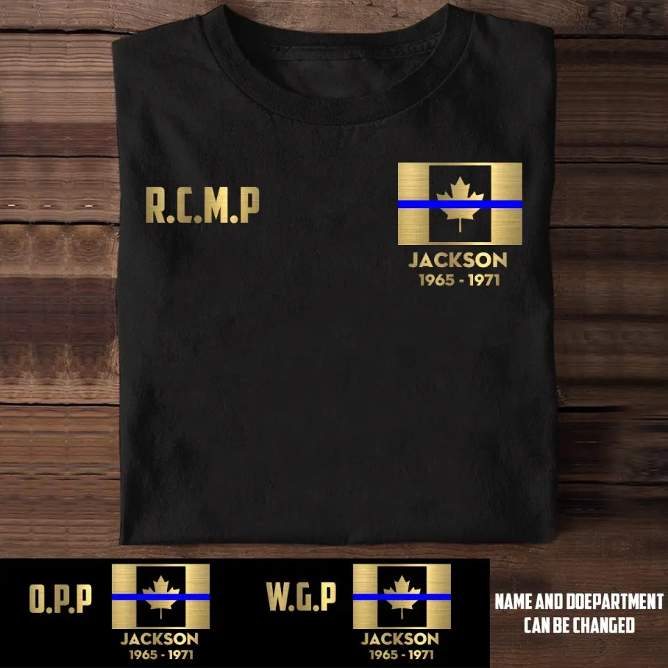 Personalized Canada Blue Line Flag Tshirt Printed QTKH257