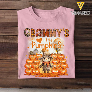 Personalized Fall Season Pumpkin Grammy's Little Pumpkins Dummy & Kid Names T-Shirt Printed HTHPVD1807