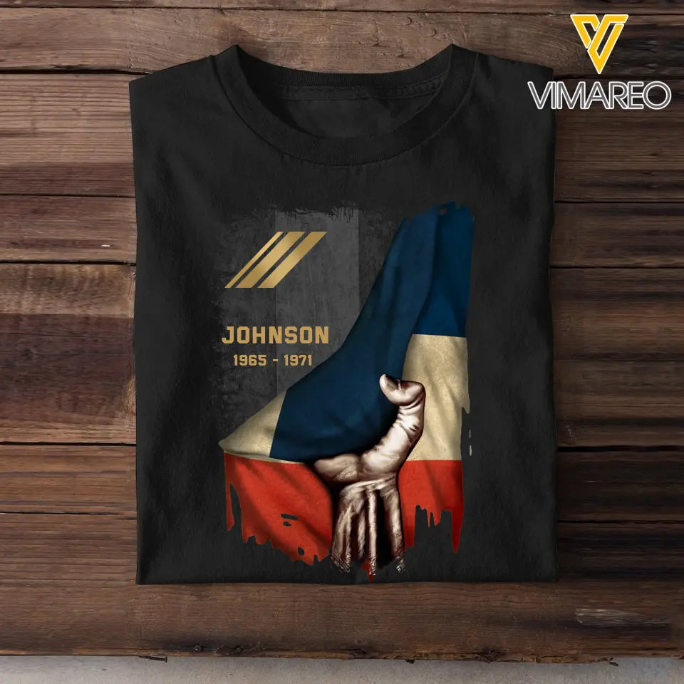 Personalized French Rank Camo Flag T-shirt Printed 23JUL-PN25
