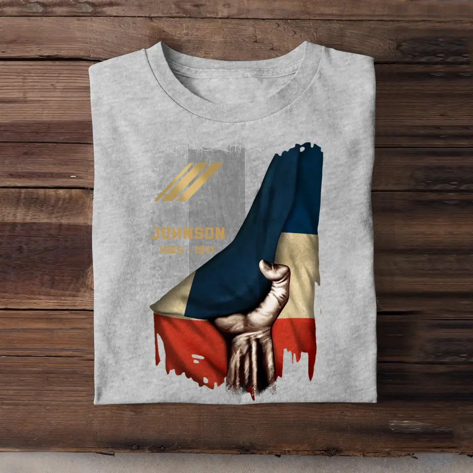 Personalized French Rank Camo Flag T-shirt Printed 23JUL-PN25