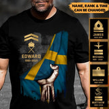 Personalized Swedish Rank Camo Flag T-shirt Printed 23JUL-PN25